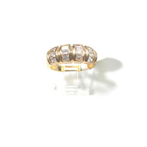 Gold Clear Baguettes Ring Gold Band 50MILS of Gold